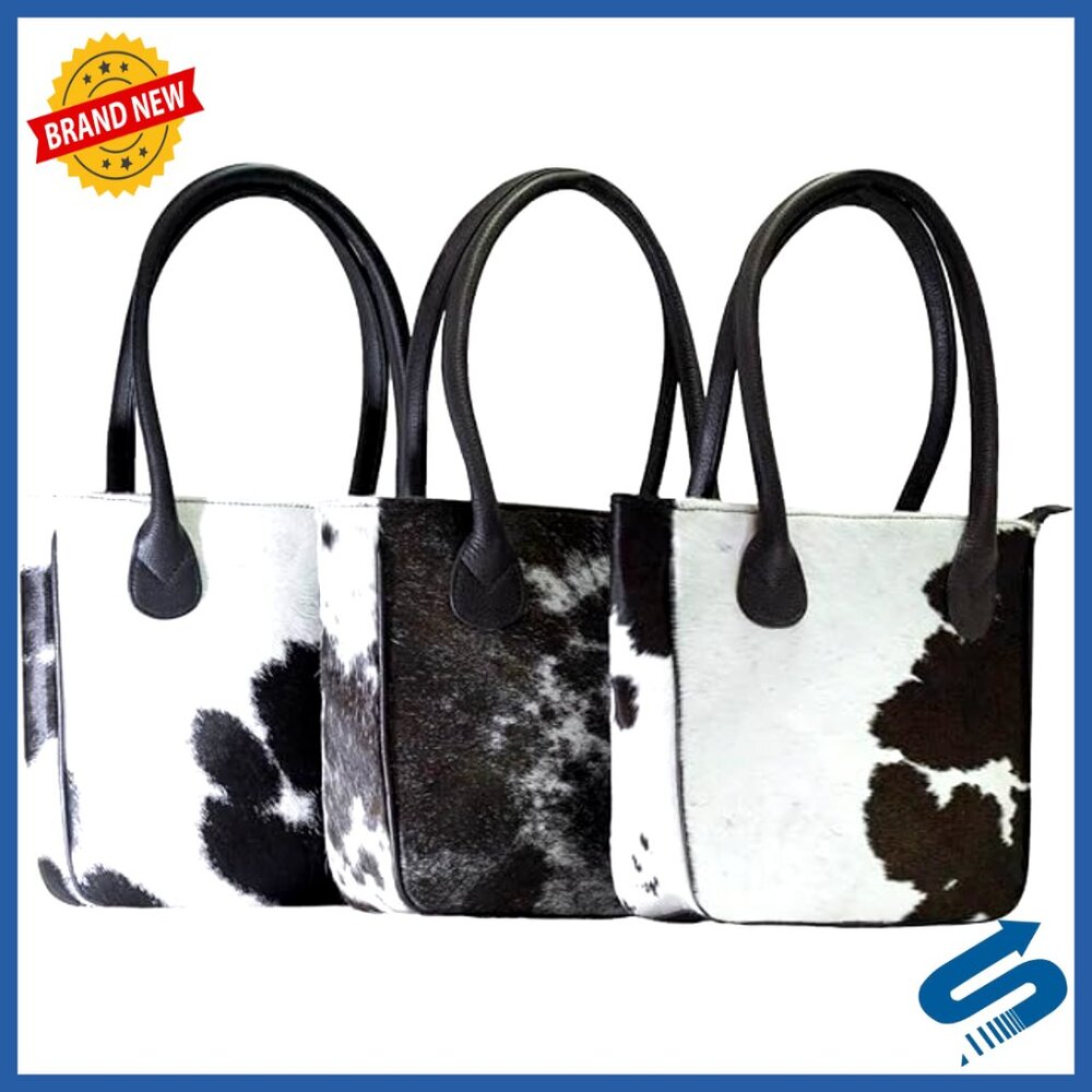 Genuine Cowhide Leather Tote Bag, Spacious Shoulder Bag for Laptop & Travel - Picture 1 of 5